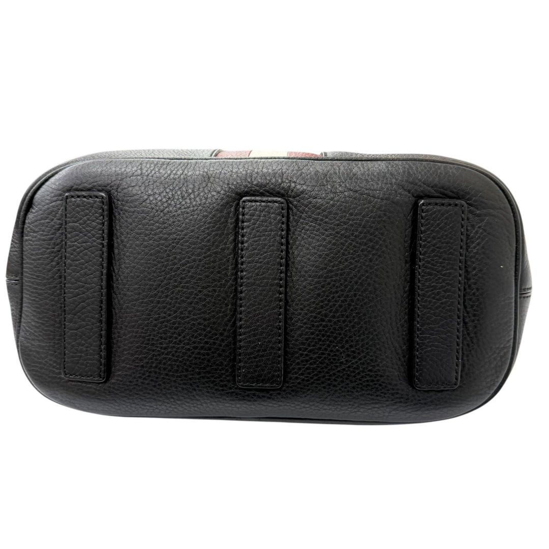 Excellent BALLY Shoulder Bag Bally Stripe Logo Embossed Dark navy leather mens
