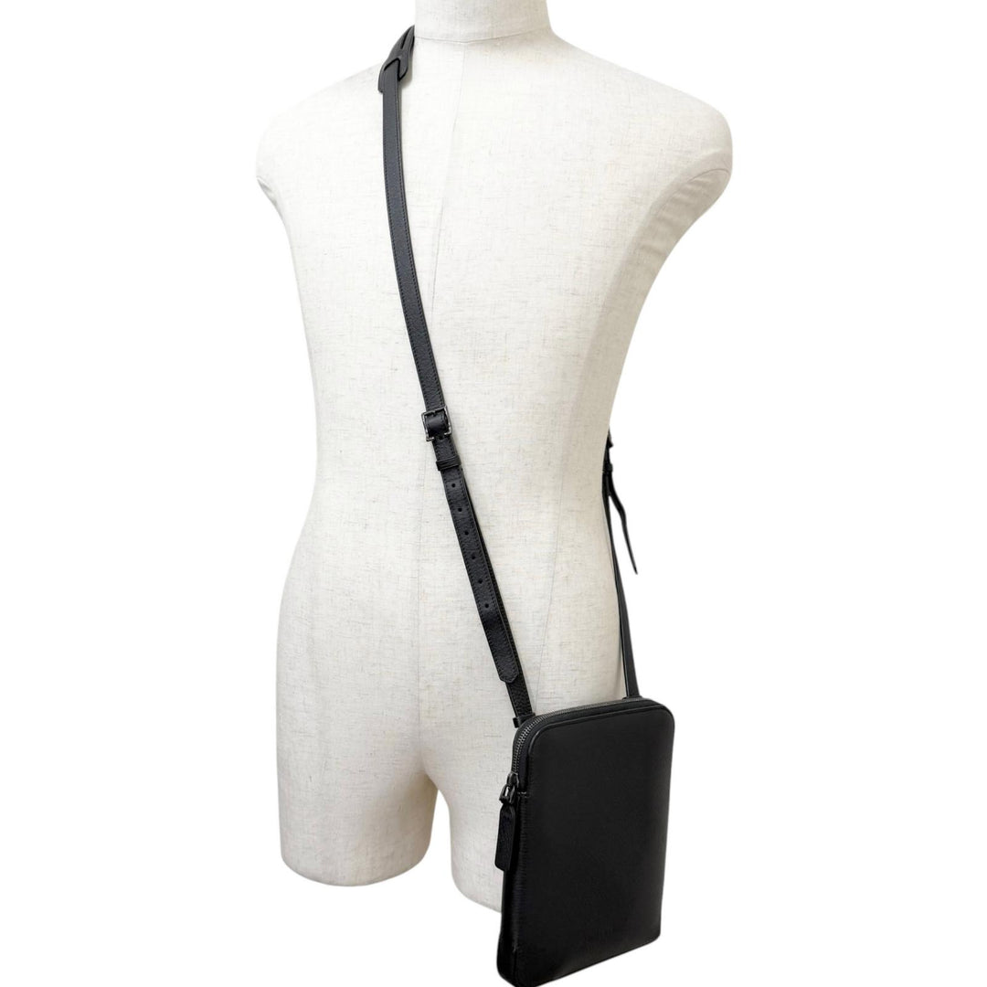 Great John Lobb Shoulder Bag Logo embossed cross sling bag black