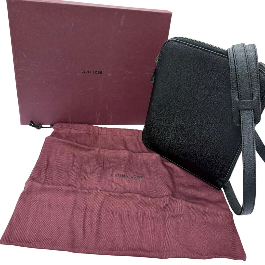 Great John Lobb Shoulder Bag Logo embossed cross sling bag black