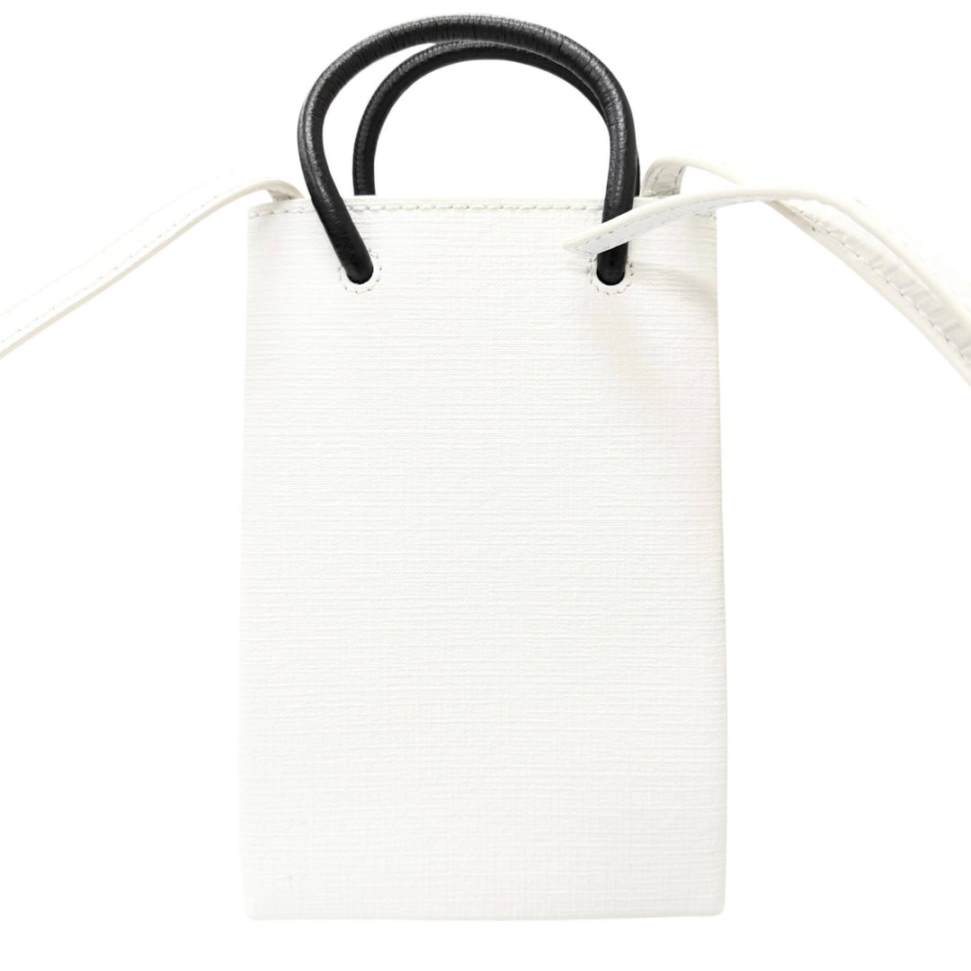 Excellent BALENCIAGA Shoulder Bag shopping phone holder white leather