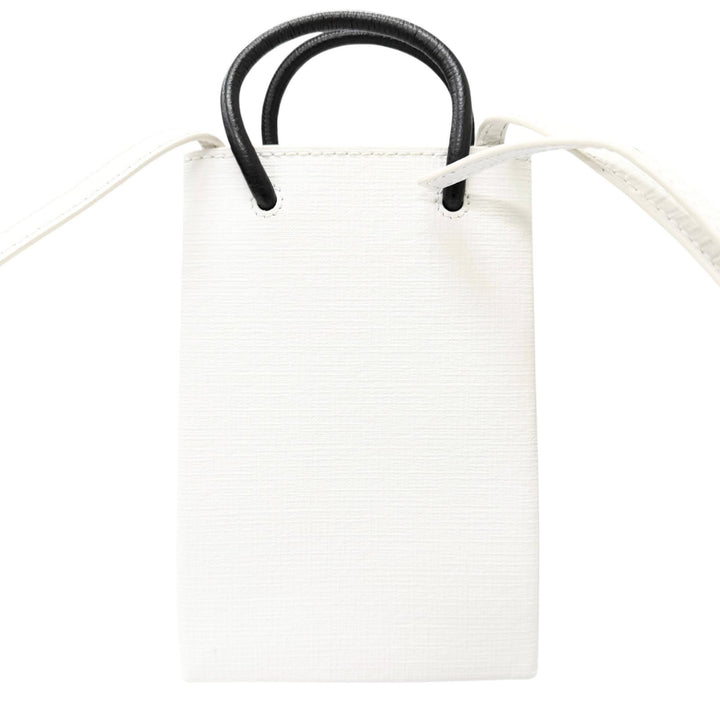 Excellent BALENCIAGA Shoulder Bag shopping phone holder white leather