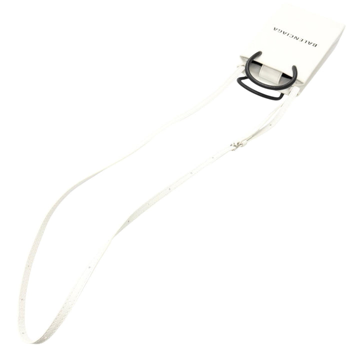 Excellent BALENCIAGA Shoulder Bag shopping phone holder white leather