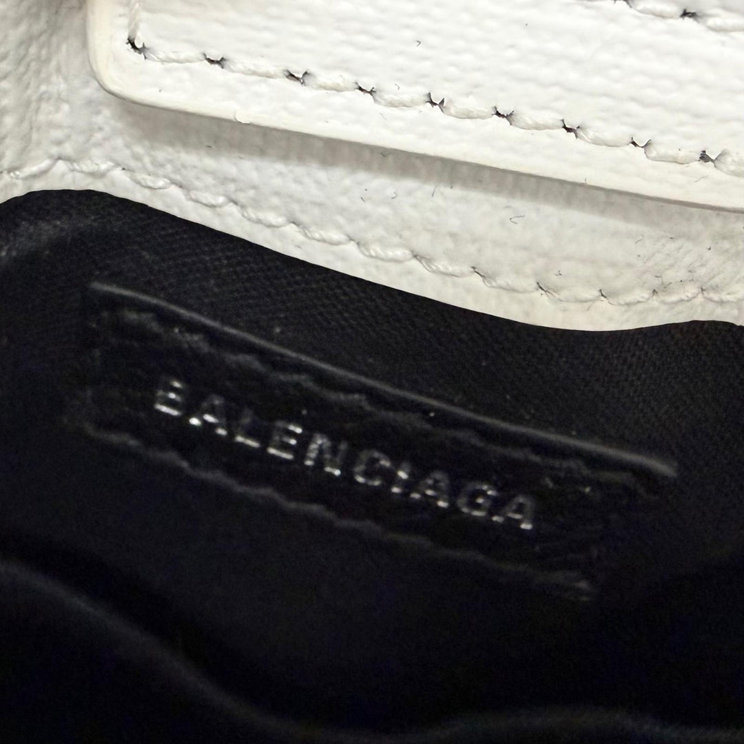 Excellent BALENCIAGA Shoulder Bag shopping phone holder white leather