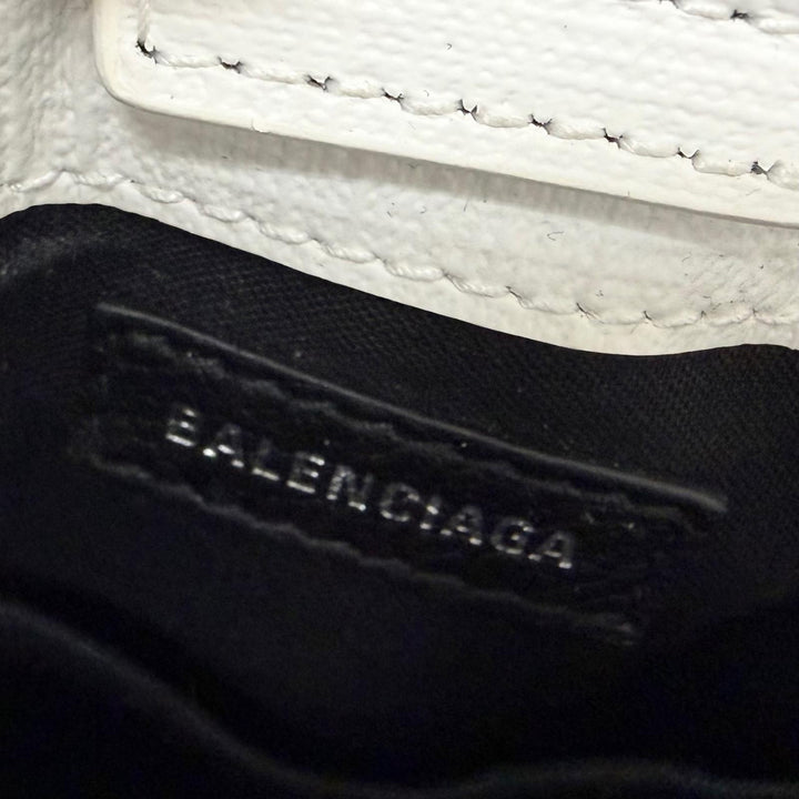 Excellent BALENCIAGA Shoulder Bag shopping phone holder white leather