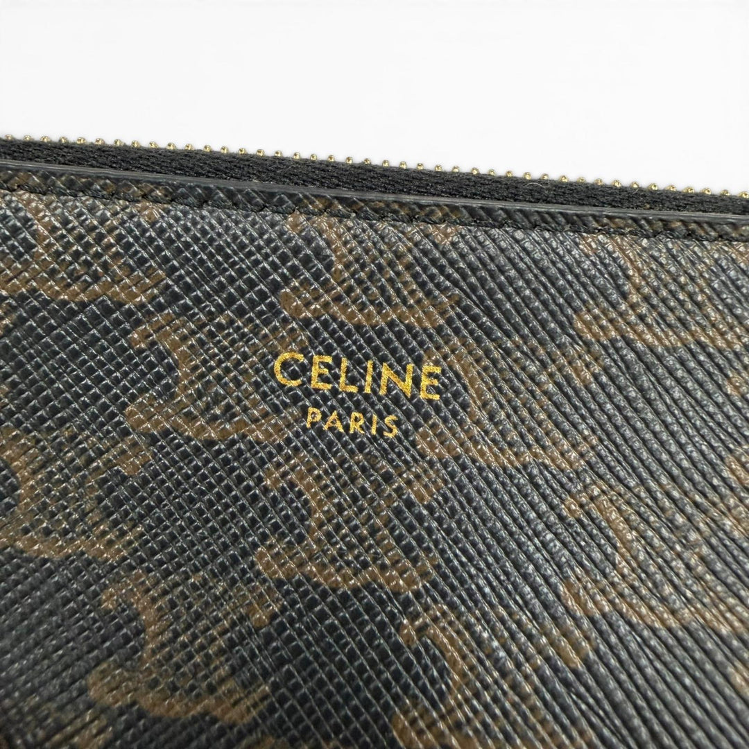 Excellent CELINE Coin case With key ring Brown Triomphe canvas 10C662BTA.38NO