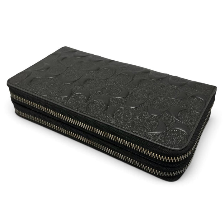 Pristine COACH Purse Signature Double Zip Travel Organizer black leather F93425