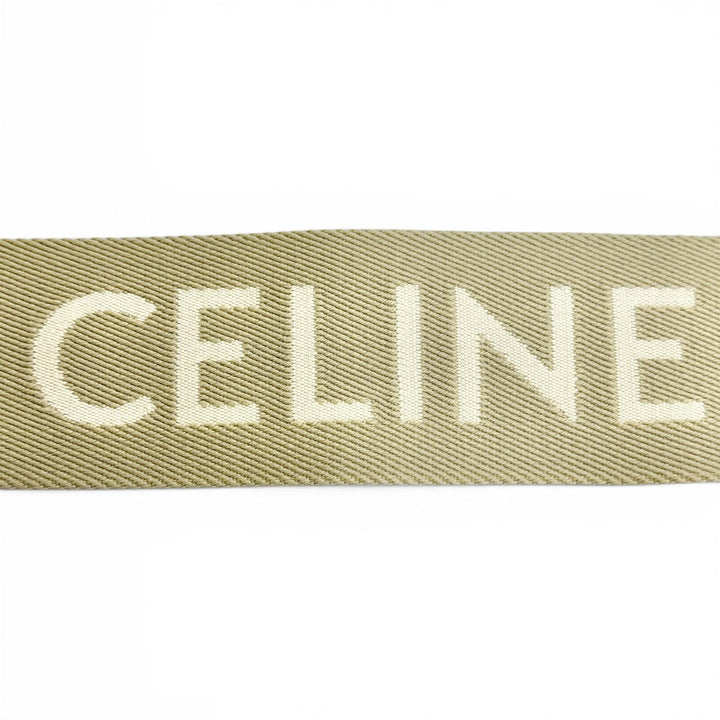 Excellent CELINE Shoulder strap Logo Jacquard Canvas Leather beige canvas