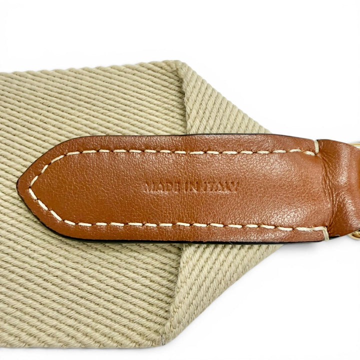 Excellent CELINE Shoulder strap Logo Jacquard Canvas Leather beige canvas