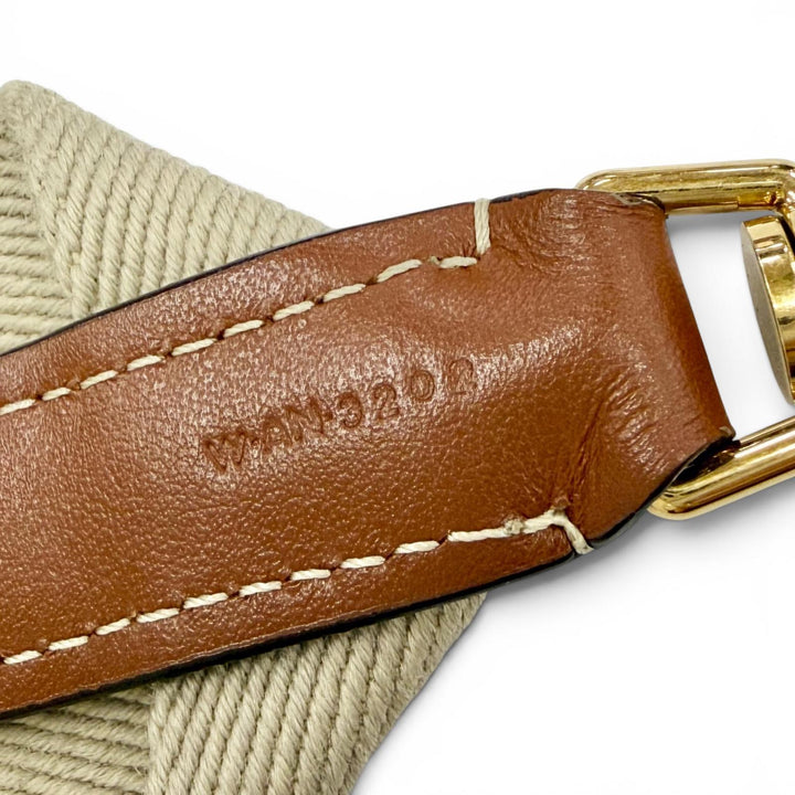 Excellent CELINE Shoulder strap Logo Jacquard Canvas Leather beige canvas
