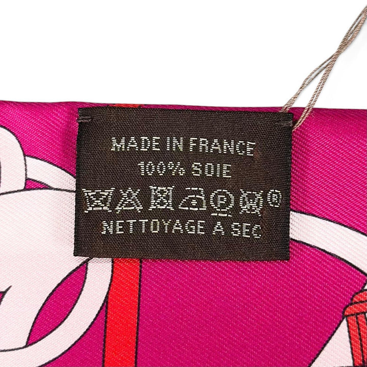 Pristine HERMES scarf Panoplie Equestre Equestrian equipment set pink silk Women