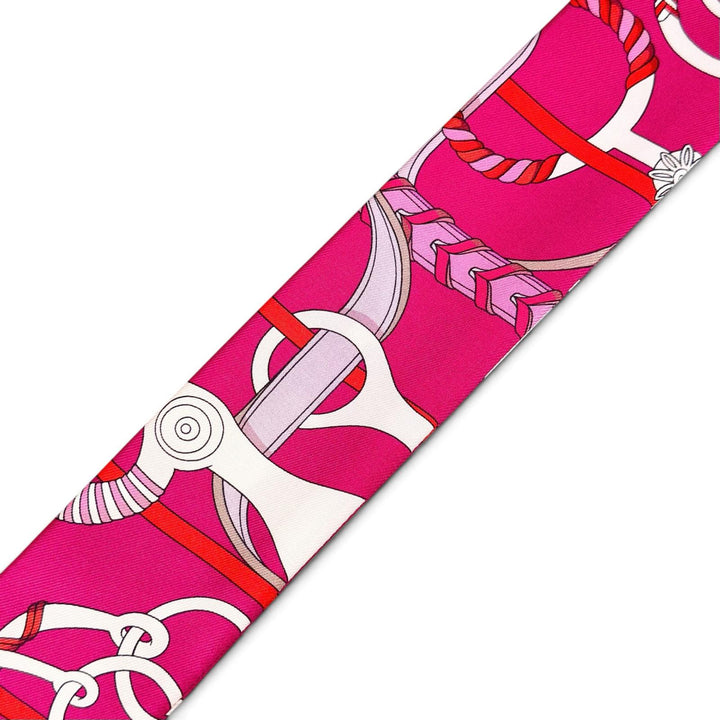 Pristine HERMES scarf Panoplie Equestre Equestrian equipment set pink silk Women