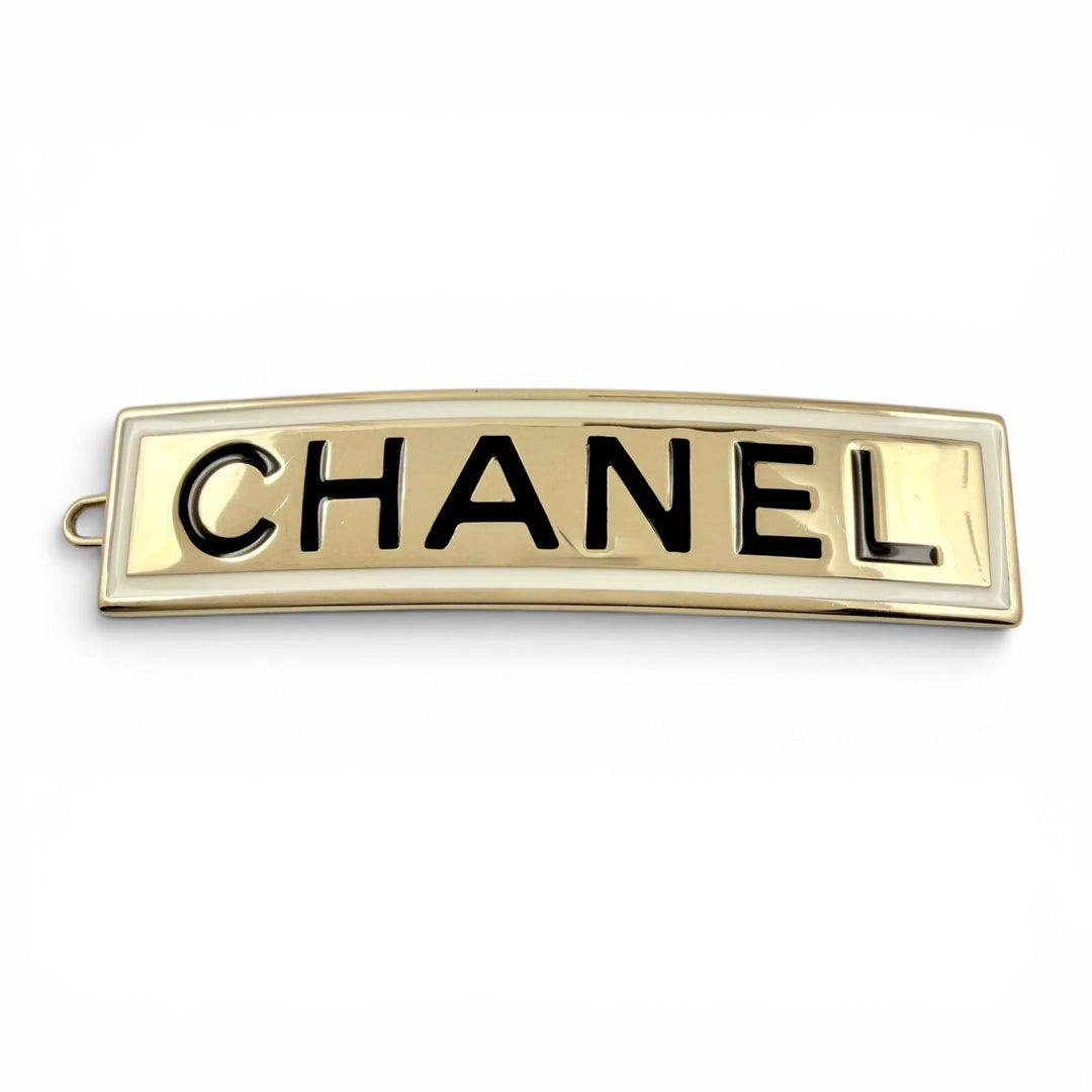 Excellent CHANEL Valletta Logo barrette hair clip hair accessory hair clip B21B