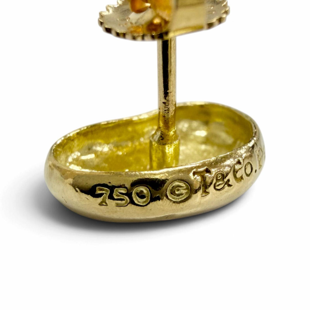 Great TIFFANY&Co. Pierce Bean Design Pierce Yellow Gold 750 Women
