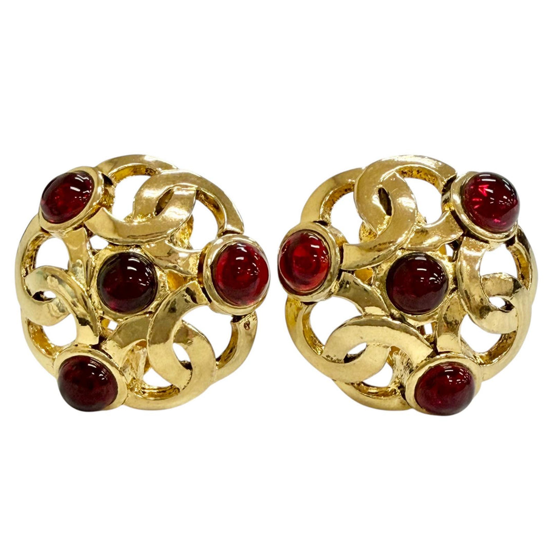 Great CHANEL Earring Gripoa COCO Mark Earrings (for both ears) gold ー Women 25