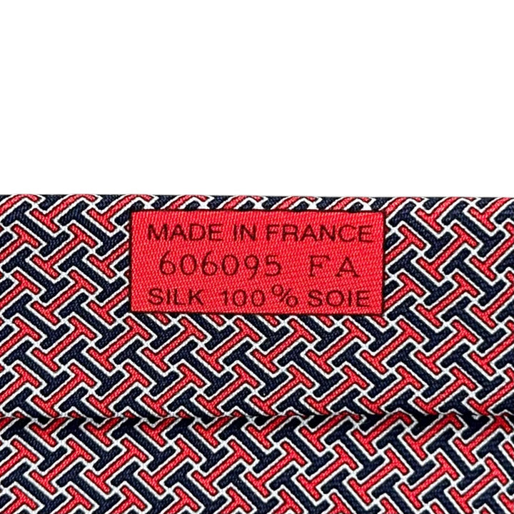 Excellent HERMES tie H logo twill tie Red silk mens 606095 FA