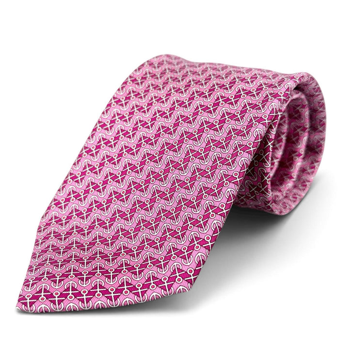Excellent HERMES tie Anchor Pattern Light pink silk mens 606021 OA