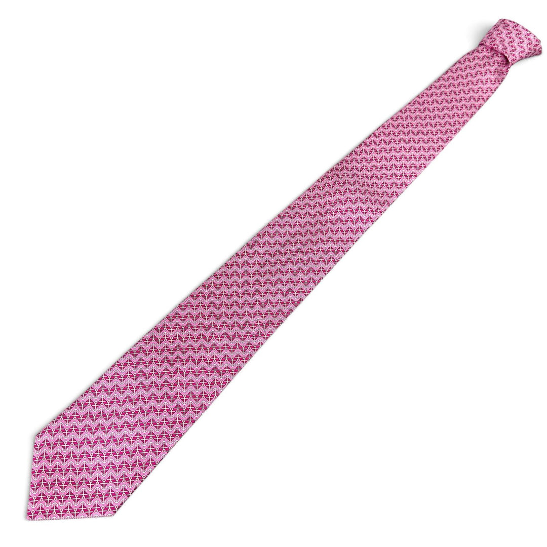 Excellent HERMES tie Anchor Pattern Light pink silk mens 606021 OA