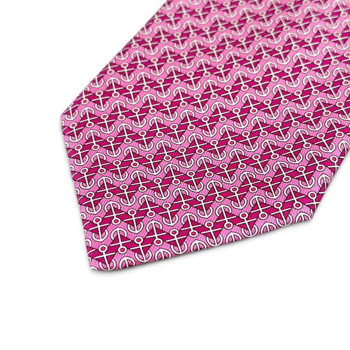 Excellent HERMES tie Anchor Pattern Light pink silk mens 606021 OA
