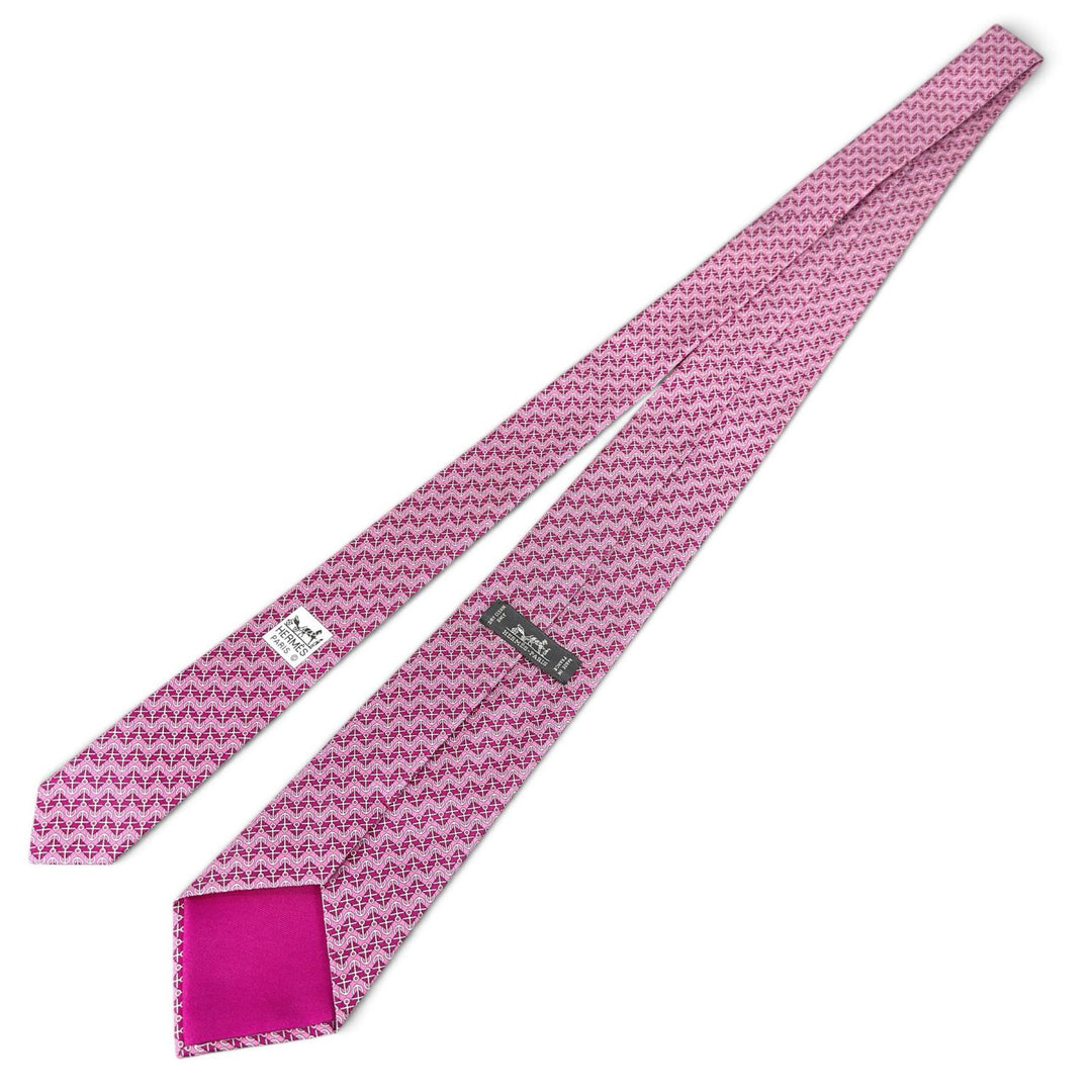 Excellent HERMES tie Anchor Pattern Light pink silk mens 606021 OA