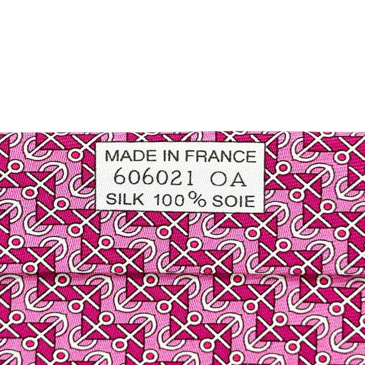 Excellent HERMES tie Anchor Pattern Light pink silk mens 606021 OA