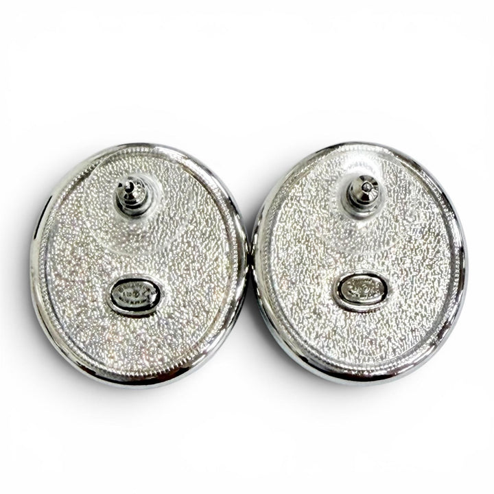 Great CHANEL COCO Mark Star Rhinestone Piercing Earrings (Pair) Silver A23K
