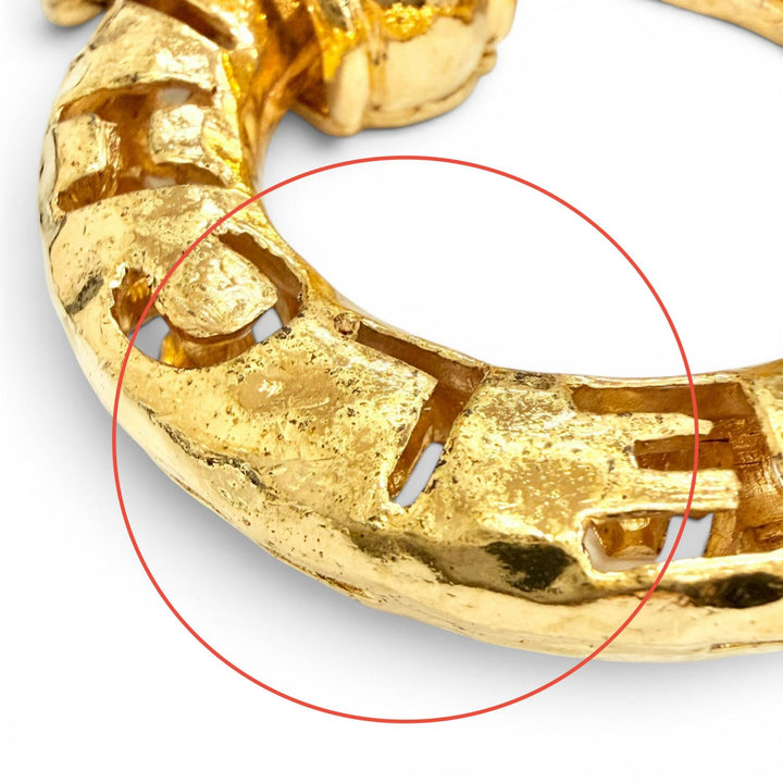 Great CHANEL Big Circle Logo Long Chain Necklace Pendant Accessory gold 3765