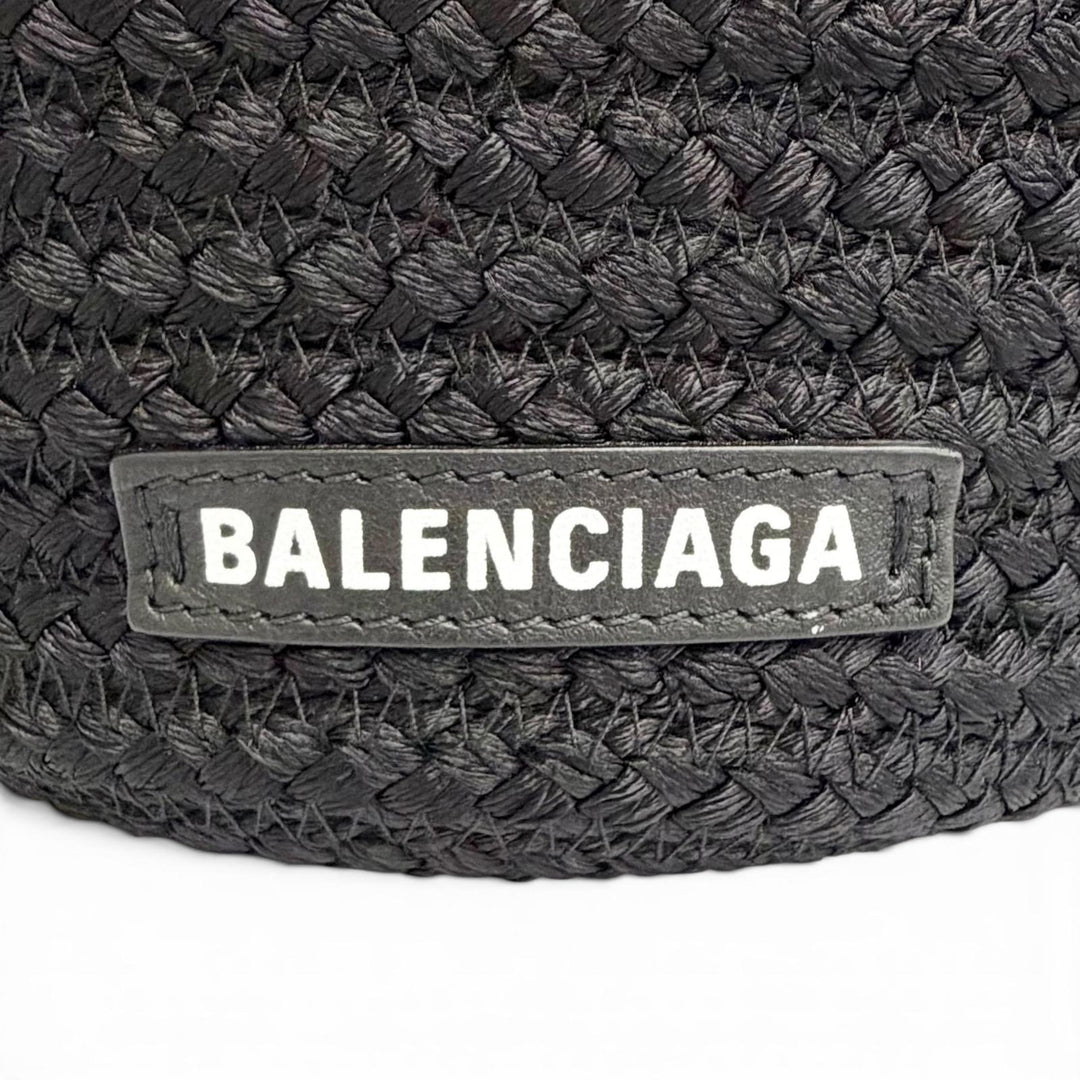 Excellent BALENCIAGA Shoulder Bag Logo 2-Way Basket Handbag black 695612