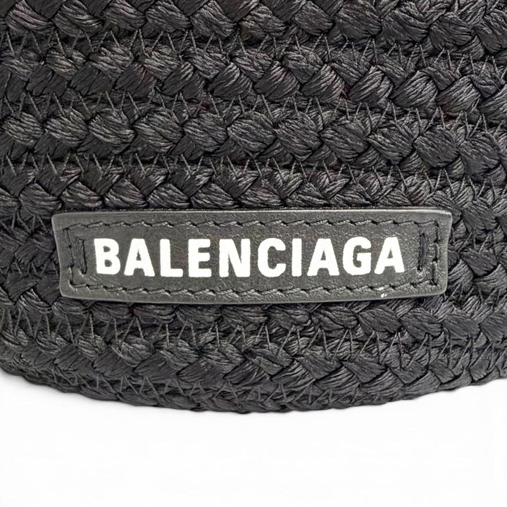 Excellent BALENCIAGA Shoulder Bag Logo 2-Way Basket Handbag black 695612