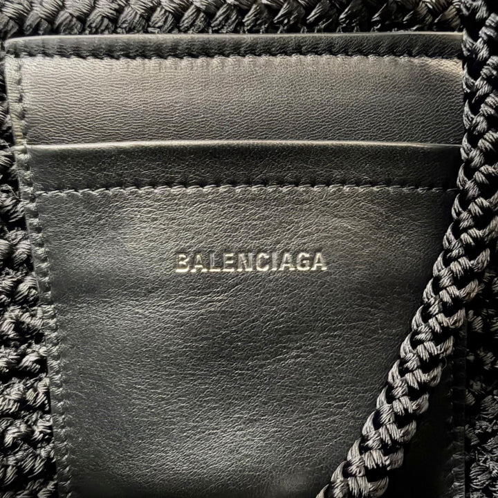 Excellent BALENCIAGA Shoulder Bag Logo 2-Way Basket Handbag black 695612