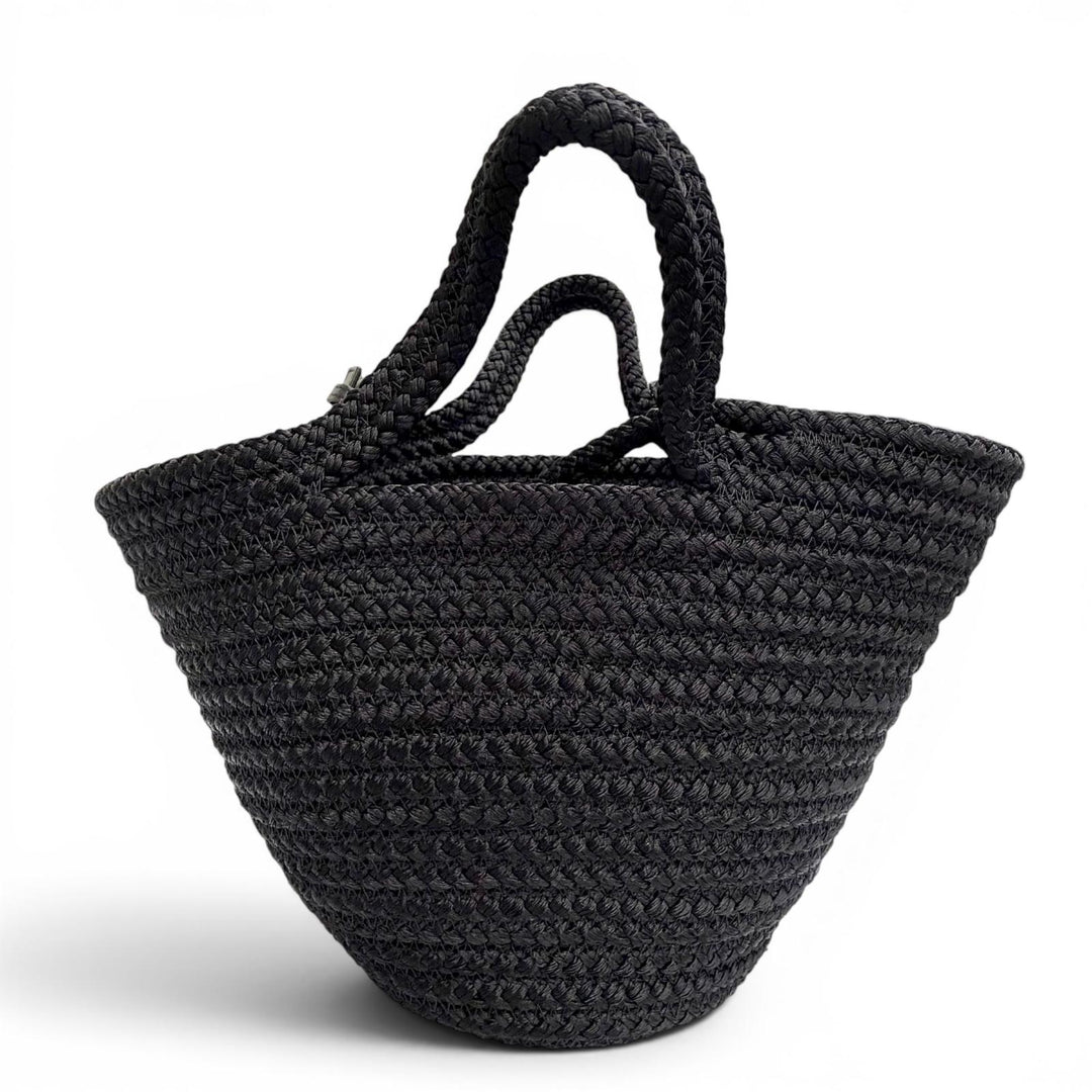 Excellent BALENCIAGA Shoulder Bag Logo 2-Way Basket Handbag black 695612
