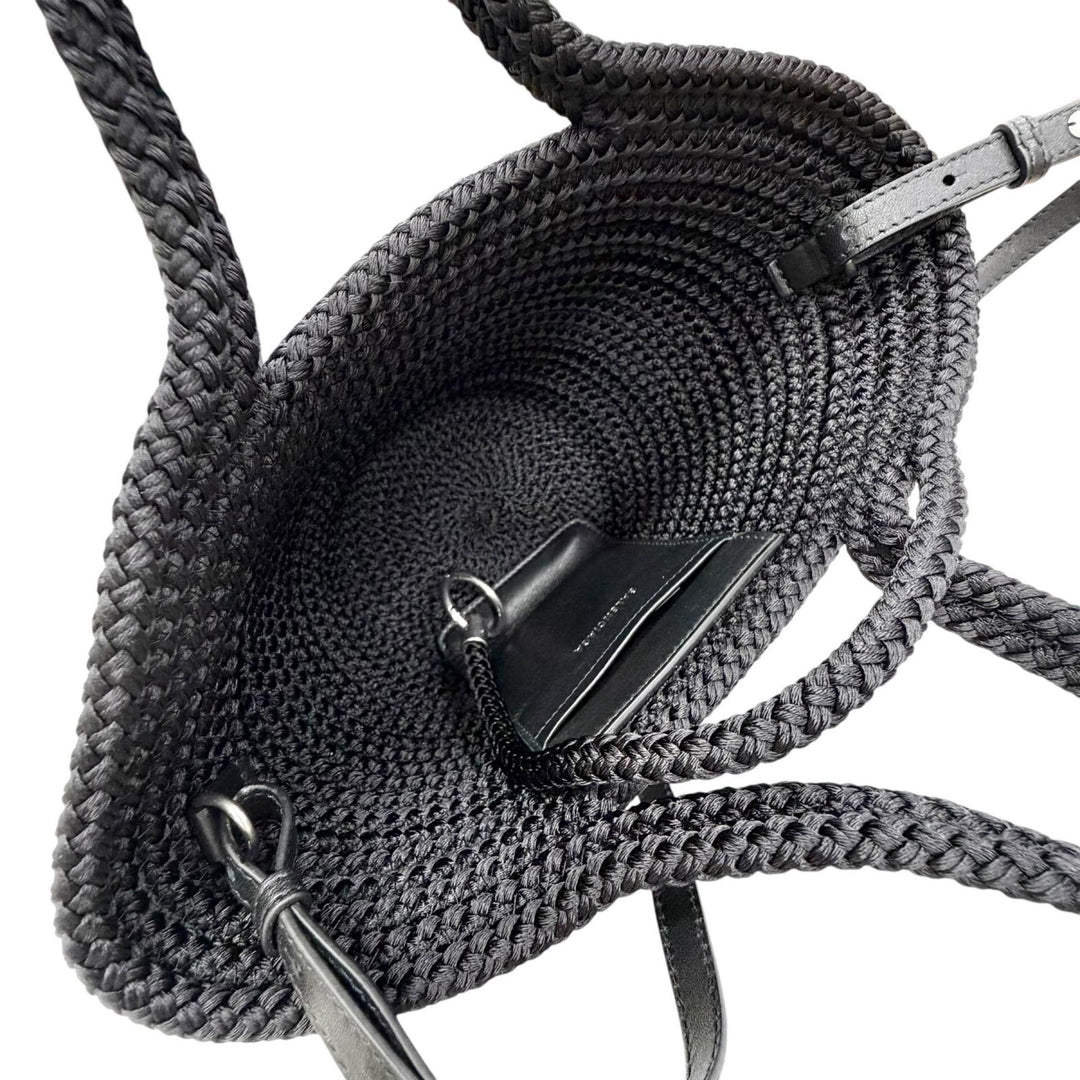 Excellent BALENCIAGA Shoulder Bag Logo 2-Way Basket Handbag black 695612