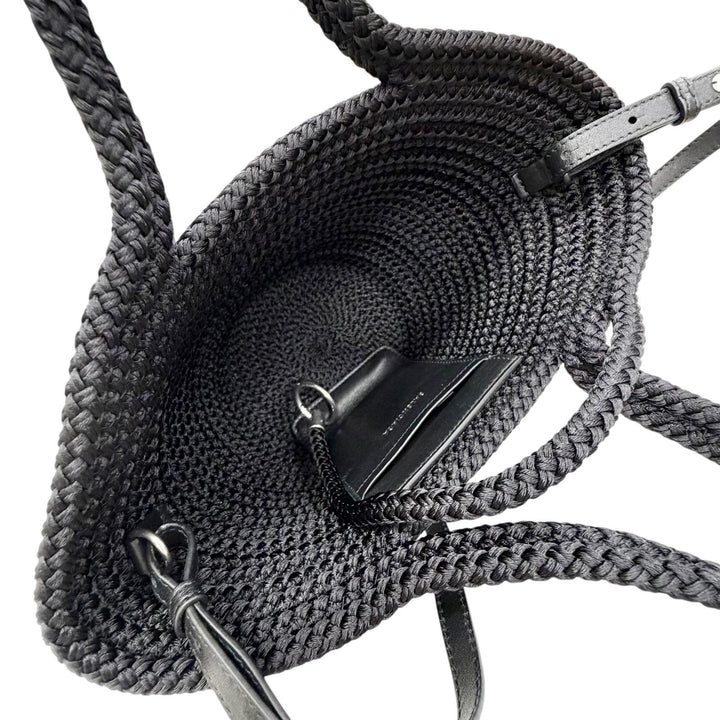 Excellent BALENCIAGA Shoulder Bag Logo 2-Way Basket Handbag black 695612