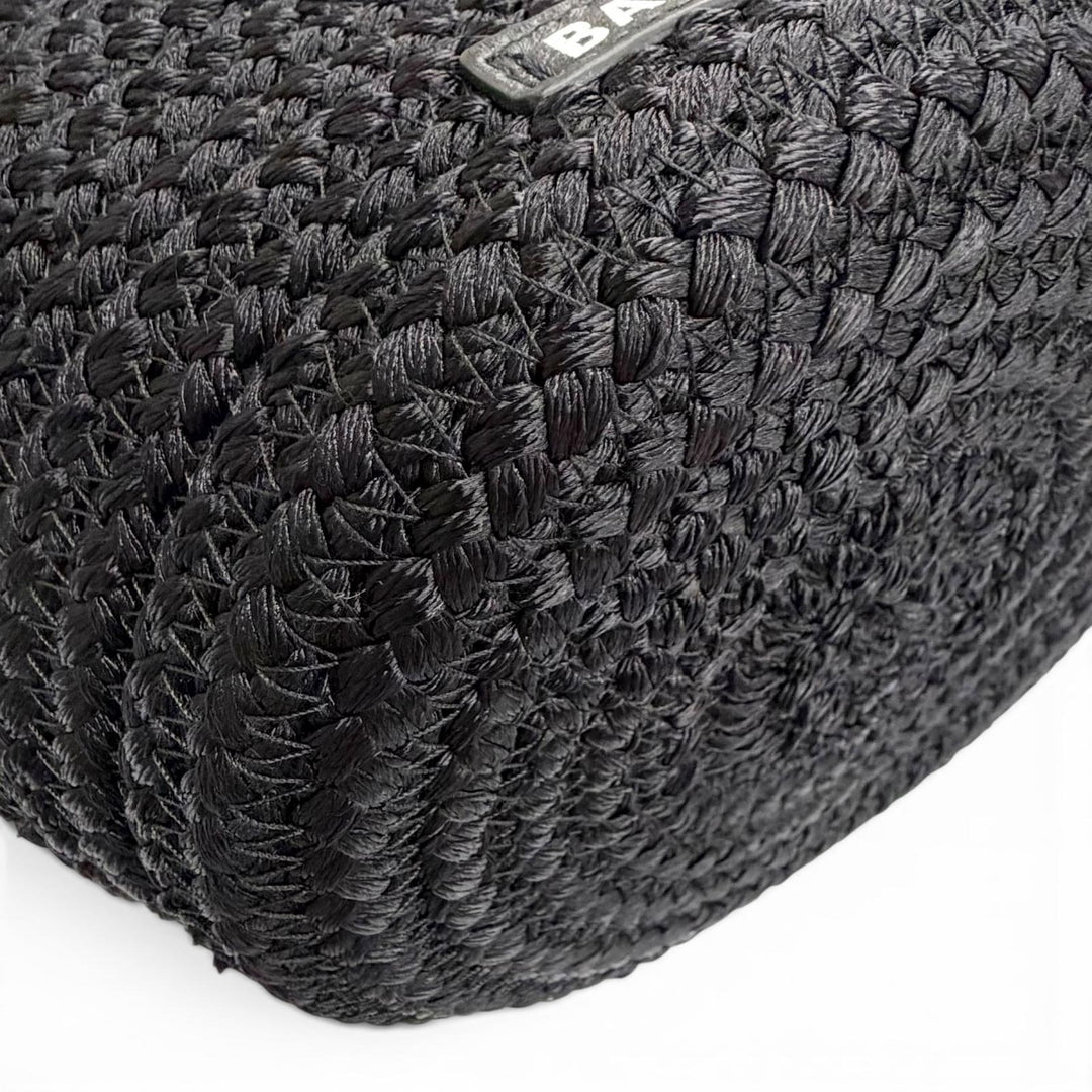 Excellent BALENCIAGA Shoulder Bag Logo 2-Way Basket Handbag black 695612