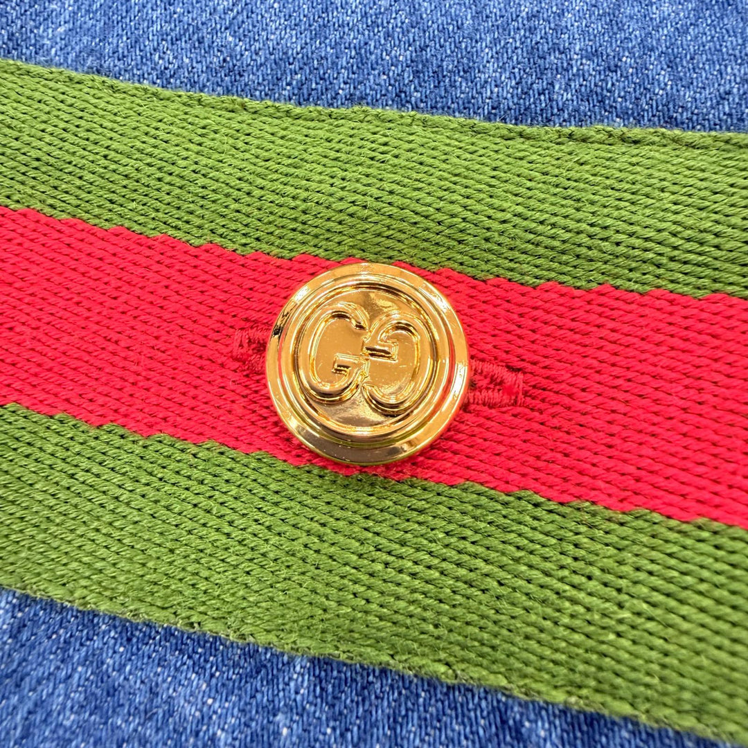 Pristine GUCCI one piece Web stripe denim GG button short sleeve 40 678827