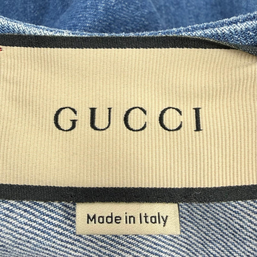 Pristine GUCCI one piece Web stripe denim GG button short sleeve 40 678827
