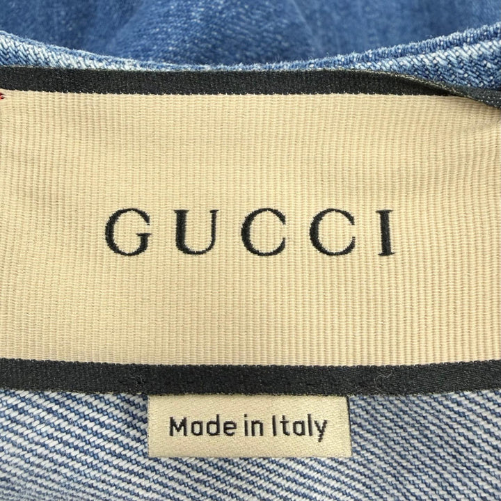 Pristine GUCCI one piece Web stripe denim GG button short sleeve 40 678827