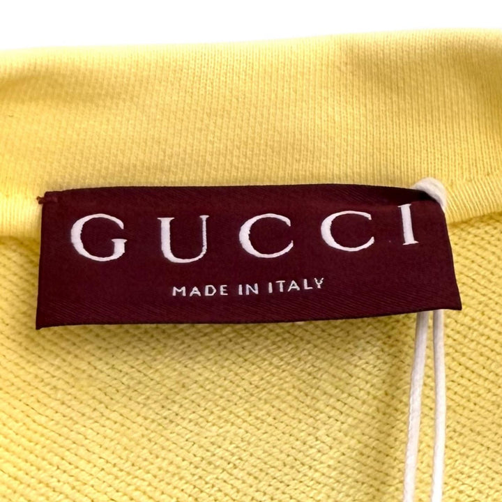 Pristine GUCCI sweat GG Rhinestone All-Over Print yellow cotton Women XS 837931
