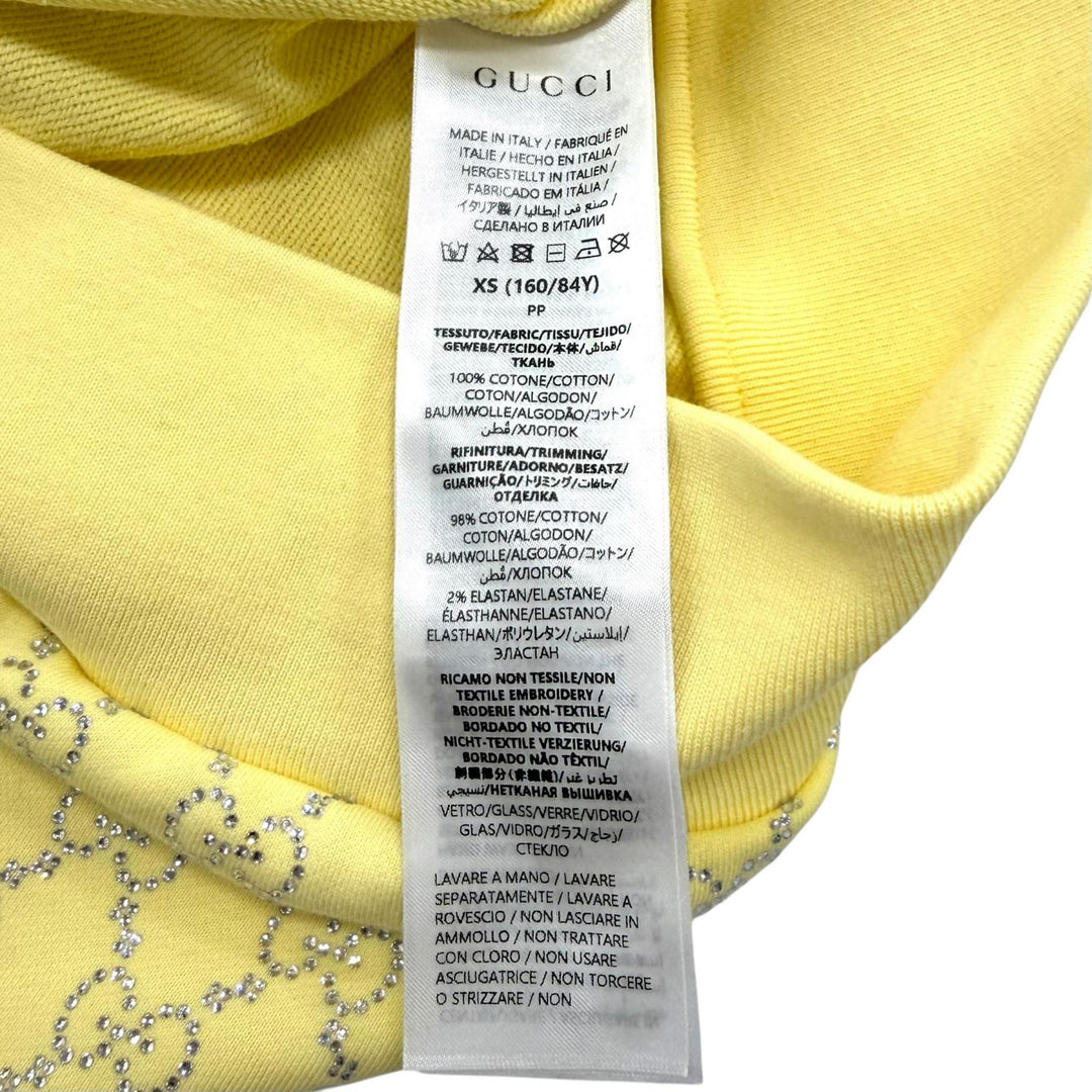 Pristine GUCCI sweat GG Rhinestone All-Over Print yellow cotton Women XS 837931