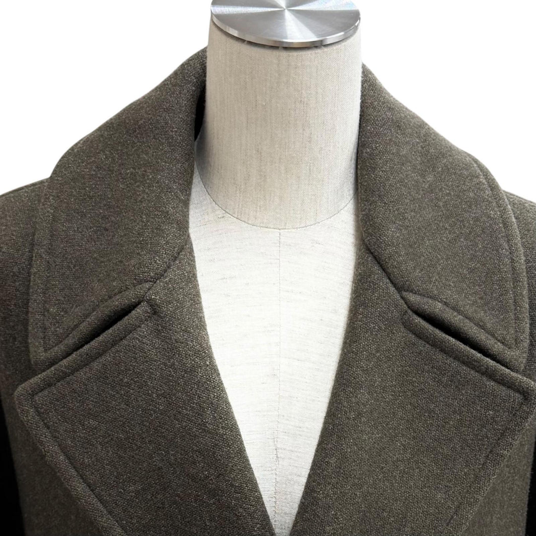 Excellent SAINT LAURENT PARIS coat double-breasted pea coat khaki wool 34 488394