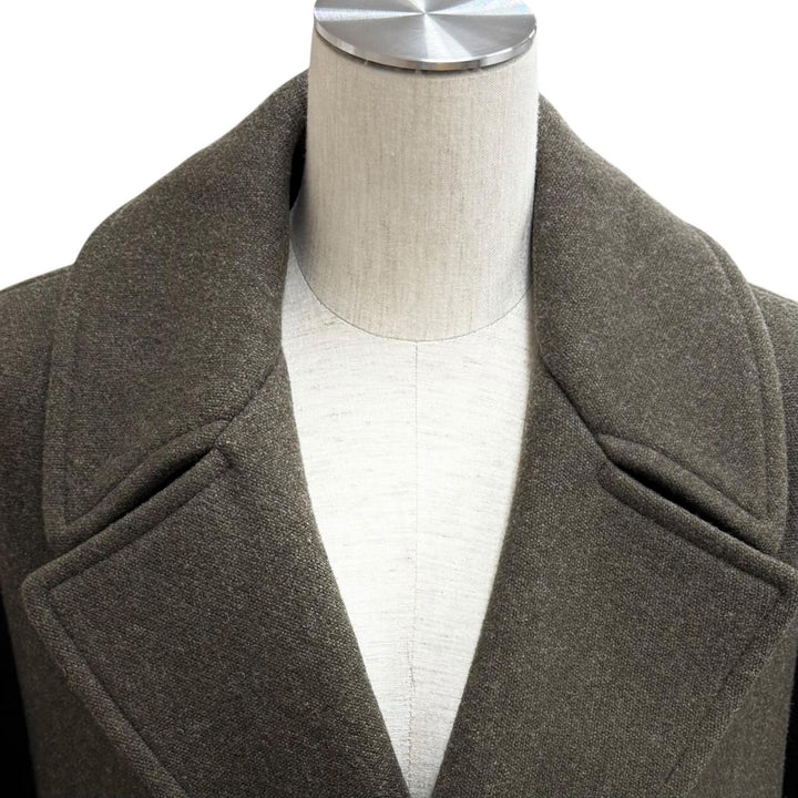 Excellent SAINT LAURENT PARIS coat double-breasted pea coat khaki wool 34 488394