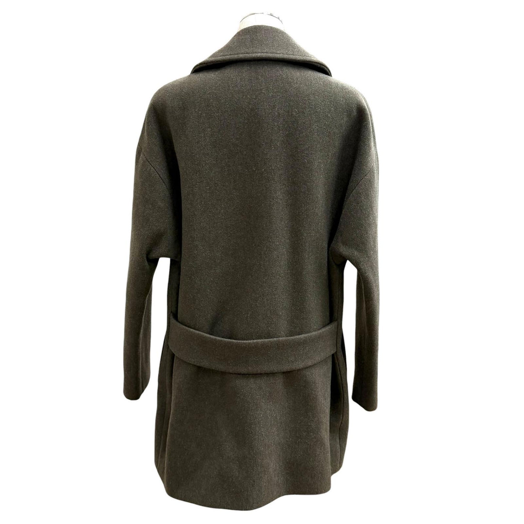 Excellent SAINT LAURENT PARIS coat double-breasted pea coat khaki wool 34 488394
