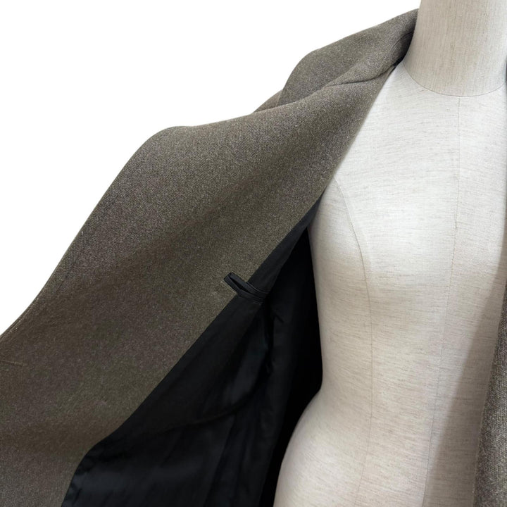 Excellent SAINT LAURENT PARIS coat double-breasted pea coat khaki wool 34 488394