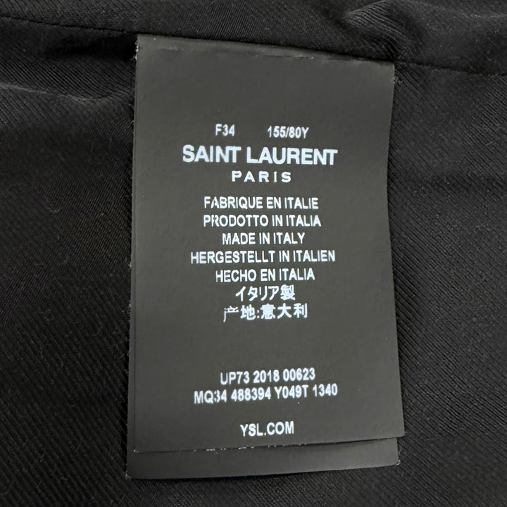 Excellent SAINT LAURENT PARIS coat double-breasted pea coat khaki wool 34 488394