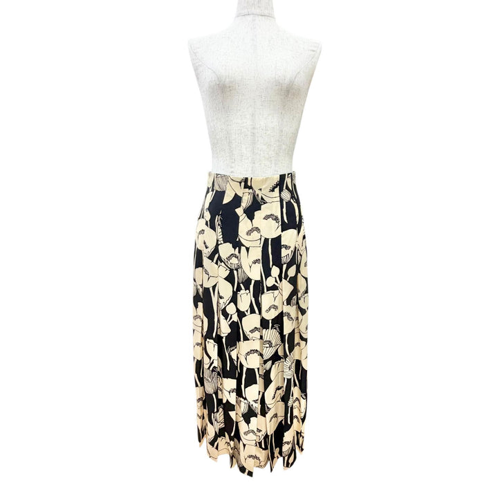 Excellent GUCCI Pleated skirt Poppy Flower Long beige silk Women 38 409370