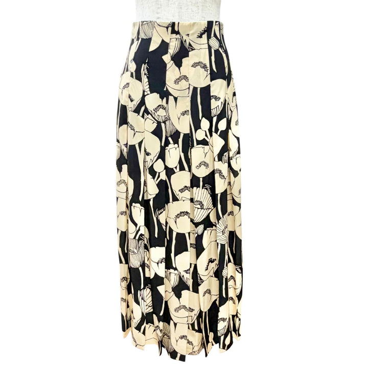 Excellent GUCCI Pleated skirt Poppy Flower Long beige silk Women 38 409370