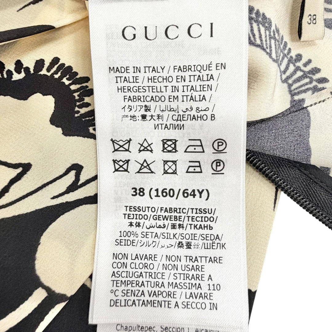 Excellent GUCCI Pleated skirt Poppy Flower Long beige silk Women 38 409370