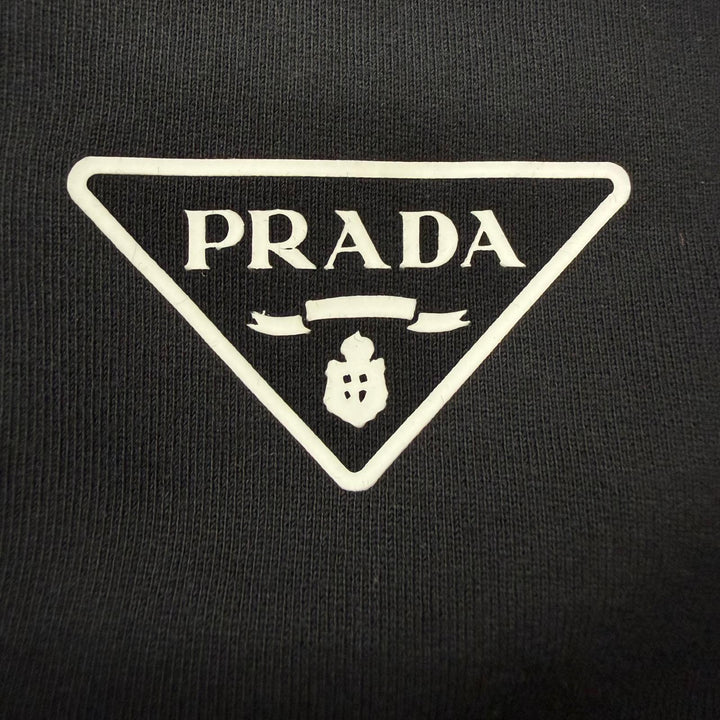Great PRADA two-piece set Re-Nylon triangle logo black cotton mens UJL19A/UJP201