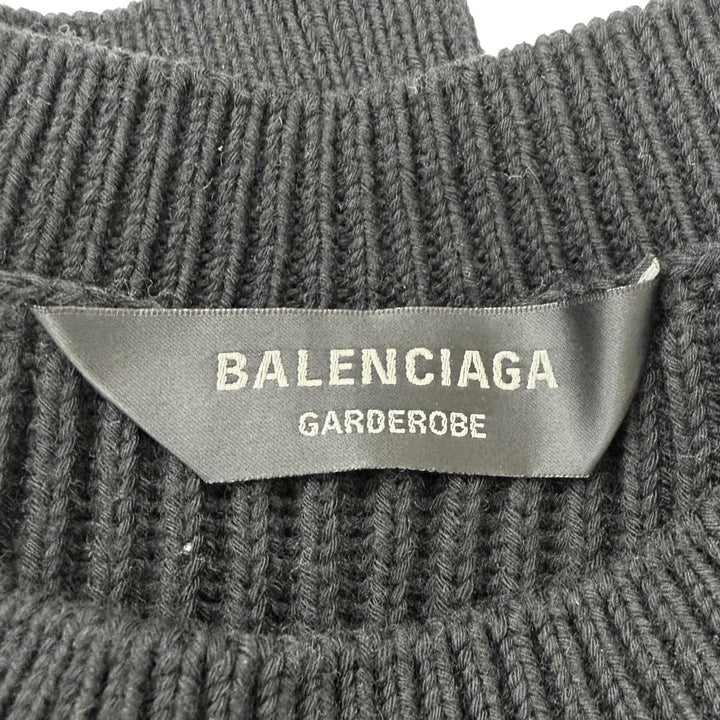 Excellent BALENCIAGA sweater Oversized ribbed knit black cotton mens XS 812125