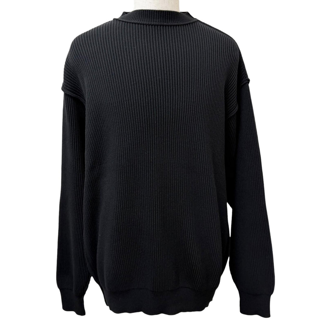 Excellent BALENCIAGA sweater Oversized ribbed knit black cotton mens XS 812125