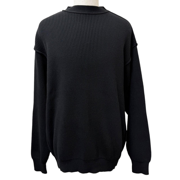 Excellent BALENCIAGA sweater Oversized ribbed knit black cotton mens XS 812125